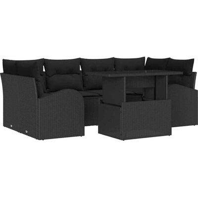 Ensemble de Canapés de Jardin - 7 Pièces, Noir, Mobilier Extérieur Moderne Ensemble de Canapés de Jardin - 7 Pièces, Noir, Mobilier Extérieur Moderne