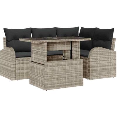 Ensemble de Canapés de Jardin Vidaxl - Moderne Gris Clair 5 Pièces Ensemble de Canapés de Jardin Vidaxl - Moderne Gris Clair 5 Pièces