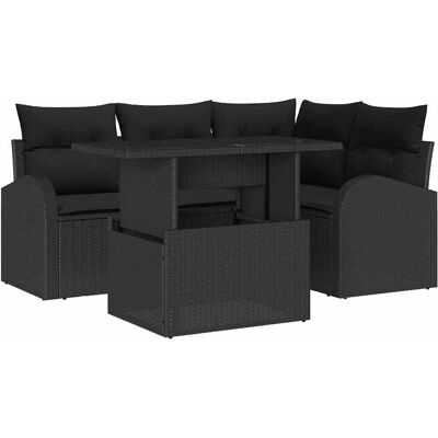 Ensemble de Canapés de Jardin - Noir, Rectangulaire, 4 Places Ensemble de Canapés de Jardin - Noir, Rectangulaire, 4 Places