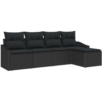 Ensemble de Canapés de Jardin Vidaxl - Rotin Noir Moderne, Acier, 5 Pièces Ensemble de Canapés de Jardin Vidaxl - Rotin Noir Moderne, Acier, 5 Pièces