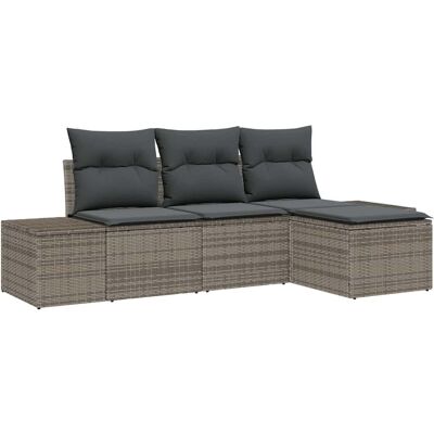 Vidaxl Ensemble de Canapés de Jardin - Gris - Modular, Résistant aux Intempéries, 4 Pièces Vidaxl Ensemble de Canapés de Jardin - Gris - Modular, Résistant aux Intempéries, 4 Pièces
