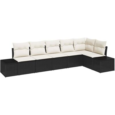 VidaXL Ensemble de Canapés de Jardin 6 pièces Noir Poly Rotin VidaXL Ensemble de Canapés de Jardin 6 pièces Noir Poly Rotin