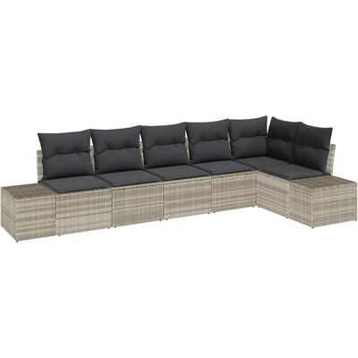 Ensemble de Canapés de Jardin 6 Pièces Poliratán Gris Clair vidaXL Ensemble de Canapés de Jardin 6 Pièces Poliratán Gris Clair vidaXL