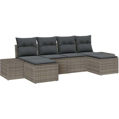 Ensemble de Canapé de Jardin VidaXL - 6 Pièces, Gris, Moderne, Rectangulaire Ensemble de Canapé de Jardin VidaXL - 6 Pièces, Gris, Moderne, Rectangulaire