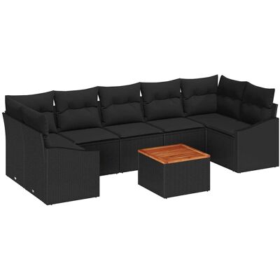 Ensemble de Canapés de Jardin Noir - Modulable pour 8 Ensemble de Canapés de Jardin Noir - Modulable pour 8