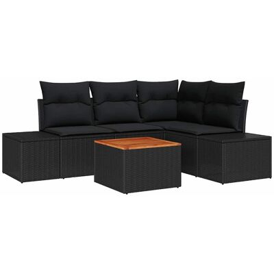 Ensemble de Salon de Jardin 5 Pièces Noir Poliratán - Mobilier d'Extérieur Ensemble de Salon de Jardin 5 Pièces Noir Poliratán - Mobilier d'Extérieur
