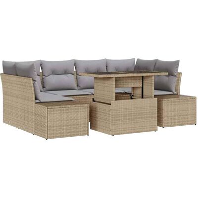 Ensemble de Canapés de Jardin 7 Pièces - Beige - Rotin Ensemble de Canapés de Jardin 7 Pièces - Beige - Rotin