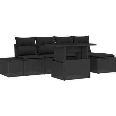 Ensemble de Salon de Jardin Noir de 6 Pièces - Mobilier de Jardin Ensemble de Salon de Jardin Noir de 6 Pièces - Mobilier de Jardin