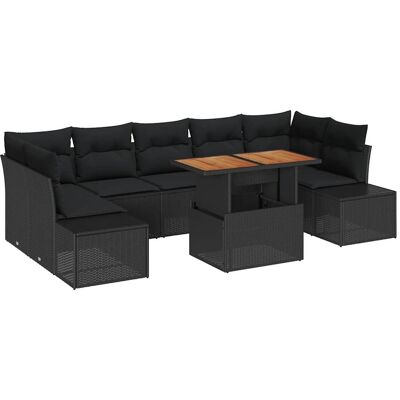 Ensemble de Canapés de Jardin Vidaxl 8 Pièces Rotin Noir - Mobilier de Jardin Ensemble de Canapés de Jardin Vidaxl 8 Pièces Rotin Noir - Mobilier de Jardin