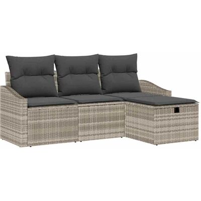 vidaXL Ensemble de Canapés 4 pc Gris clair polyrotin vidaXL Ensemble de Canapés 4 pc Gris clair polyrotin