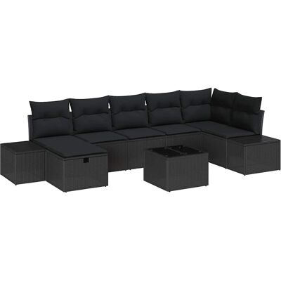 VidaXL - Ensemble Canapé Jardin 8 Pièces - Noir - Polyrotin VidaXL - Ensemble Canapé Jardin 8 Pièces - Noir - Polyrotin