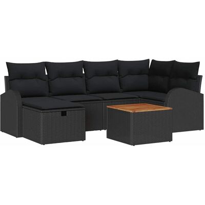 Unknown - 7P Sofa Set - Black - Ensemble de meubles de jardin Unknown - 7P Sofa Set - Black - Ensemble de meubles de jardin
