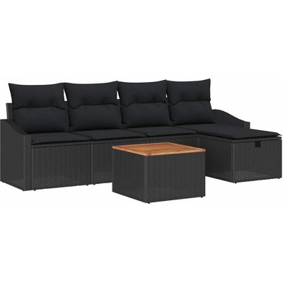 Generic - 6-Piece Poly Rattan Sofa Set - Black - Poly Rattan - Outdoor Furniture Set Generic - 6-Piece Poly Rattan Sofa Set - Black - Poly Rattan - Outdoor Furniture Set