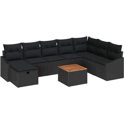 Vidaxl - Ensemble de canapé 9 pièces - Noir - Ensemble de jardin Vidaxl - Ensemble de canapé 9 pièces - Noir - Ensemble de jardin
