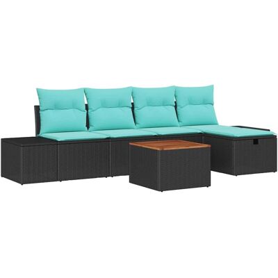 vidaXL Ensemble de canapé de jardin 6 pc Noir polyrotin vidaXL Ensemble de canapé de jardin 6 pc Noir polyrotin