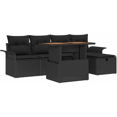Inconnu - Ensemble de canapés de jardin 6 pièces - Poly rotin noir Inconnu - Ensemble de canapés de jardin 6 pièces - Poly rotin noir