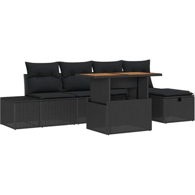 Vidaxl - 6-Pièces - Noir Poly Rattan - Ensemble Jardin Vidaxl - 6-Pièces - Noir Poly Rattan - Ensemble Jardin