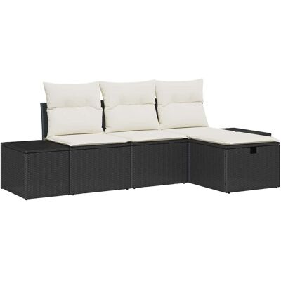 Ensemble de Canapé de Jardin VidaXL - Rotin Synthétique Moderne, Coussins Résistants aux Intempéries - Pour 4 Ensemble de Canapé de Jardin VidaXL - Rotin Synthétique Moderne, Coussins Résistants aux Intempéries - Pour 4