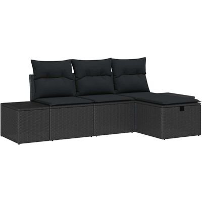 Generic - 4P Patio Sofa - Noir - Ensemble de Canapés de Jardin Generic - 4P Patio Sofa - Noir - Ensemble de Canapés de Jardin