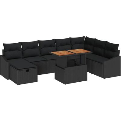 Vidaxl - Ensemble Canapé de Patio 9 Pièces - Poly Rotin Noir - Ensemble Jardin Vidaxl - Ensemble Canapé de Patio 9 Pièces - Poly Rotin Noir - Ensemble Jardin