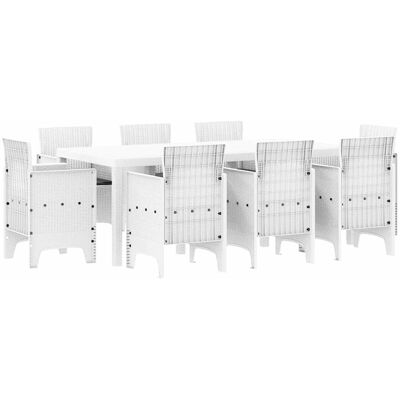 Ensemble de Salle à Manger de Jardin Vidaxl 9 Pièces Blanc Ensemble de Salle à Manger de Jardin Vidaxl 9 Pièces Blanc