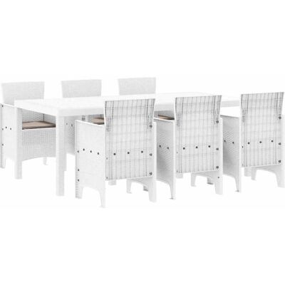 Ensemble de jardin VIDAXL 7 pièces avec coussins Blanc - Mobilier de jardin Ensemble de jardin VIDAXL 7 pièces avec coussins Blanc - Mobilier de jardin