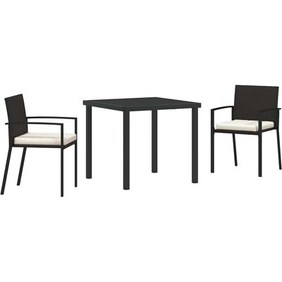 Ensemble de Salle à Manger de Jardin Vidaxl 3 Noir Poliratán Ensemble de Salle à Manger de Jardin Vidaxl 3 Noir Poliratán