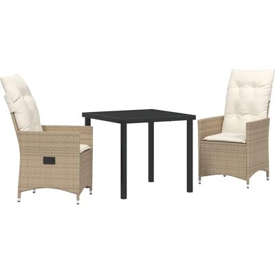Ensemble de Salle à Manger de Jardin de 3 Pièces Beige Rattan - Mobilier d'Extérieur Ensemble de Salle à Manger de Jardin de 3 Pièces Beige Rattan - Mobilier d'Extérieur
