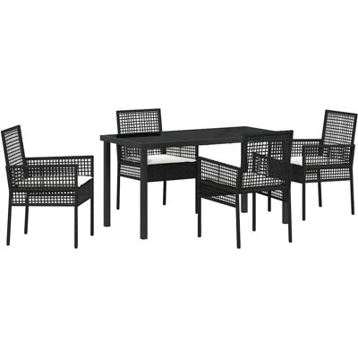 VidaXL - 5-Pc Garden Dining - Noir - Rotin - Garden Set VidaXL - 5-Pc Garden Dining - Noir - Rotin - Garden Set