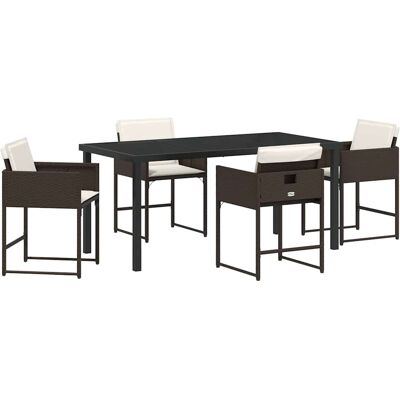 vidaXL - Ensemble de repas jardin 5P - Marron - Rotin polymère - Ensemble de jardin vidaXL - Ensemble de repas jardin 5P - Marron - Rotin polymère - Ensemble de jardin