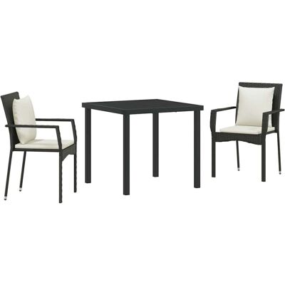 Ensemble de salle à manger de jardin vidaXL - 3 pièces, noir, coussins Ensemble de salle à manger de jardin vidaXL - 3 pièces, noir, coussins