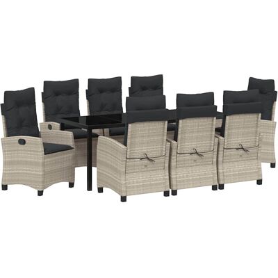 Generic - 9-Piece - Gris clair - Poly Rattan - Garden Dining Set Generic - 9-Piece - Gris clair - Poly Rattan - Garden Dining Set