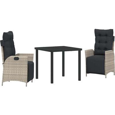 Ensemble de Salle à Manger de Jardin en Poly Rattan - Gris Clair - Extérieur Seul Ensemble de Salle à Manger de Jardin en Poly Rattan - Gris Clair - Extérieur Seul