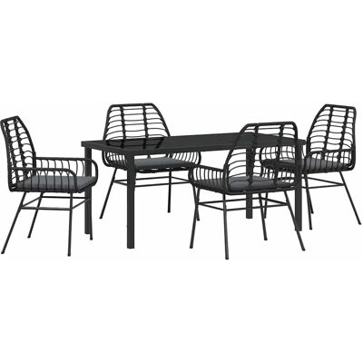 Generic - Ensemble de salle à manger de jardin 5 pièces avec coussins - Noir - Poly Rotin synthétique - Rectangulaire - Garden dining set Generic - Ensemble de salle à manger de jardin 5 pièces avec coussins - Noir - Poly Rotin synthétique - Rectangulaire - Garden dining set