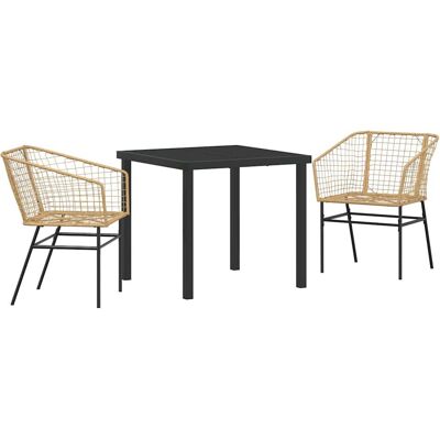 Ensemble de Salle à Manger de Jardin Vidaxl - Poly rotin Marron 3 Pièces Ensemble de Salle à Manger de Jardin Vidaxl - Poly rotin Marron 3 Pièces