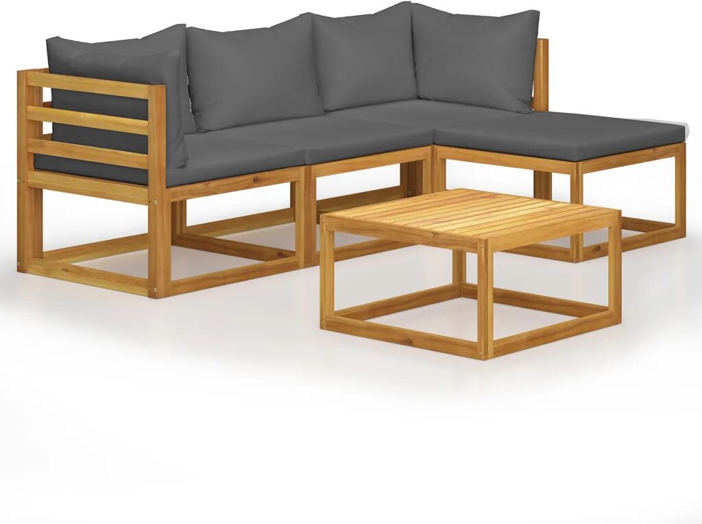 vidaXL Salon de jardin 5 pcs avec coussins Bois d'acacia solide