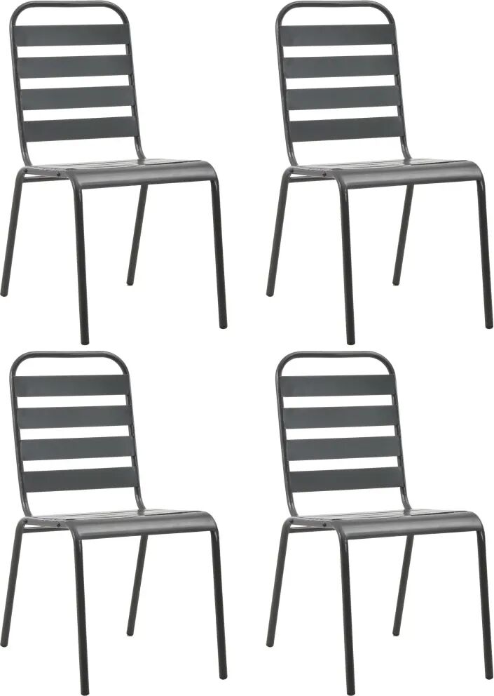 vidaXL Chaises d'extérieur 4 pcs Design à lattes Acier Gris foncé