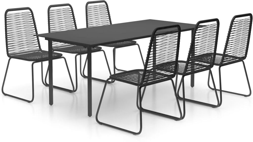 vidaXL Ensemble à dîner de jardin 7 pcs Rotin PVC Noir