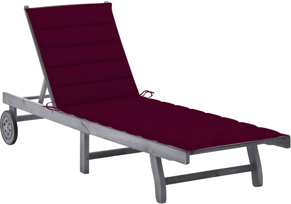 vidaXL Chaise longue de jardin avec coussin Gris Bois d'acacia solide