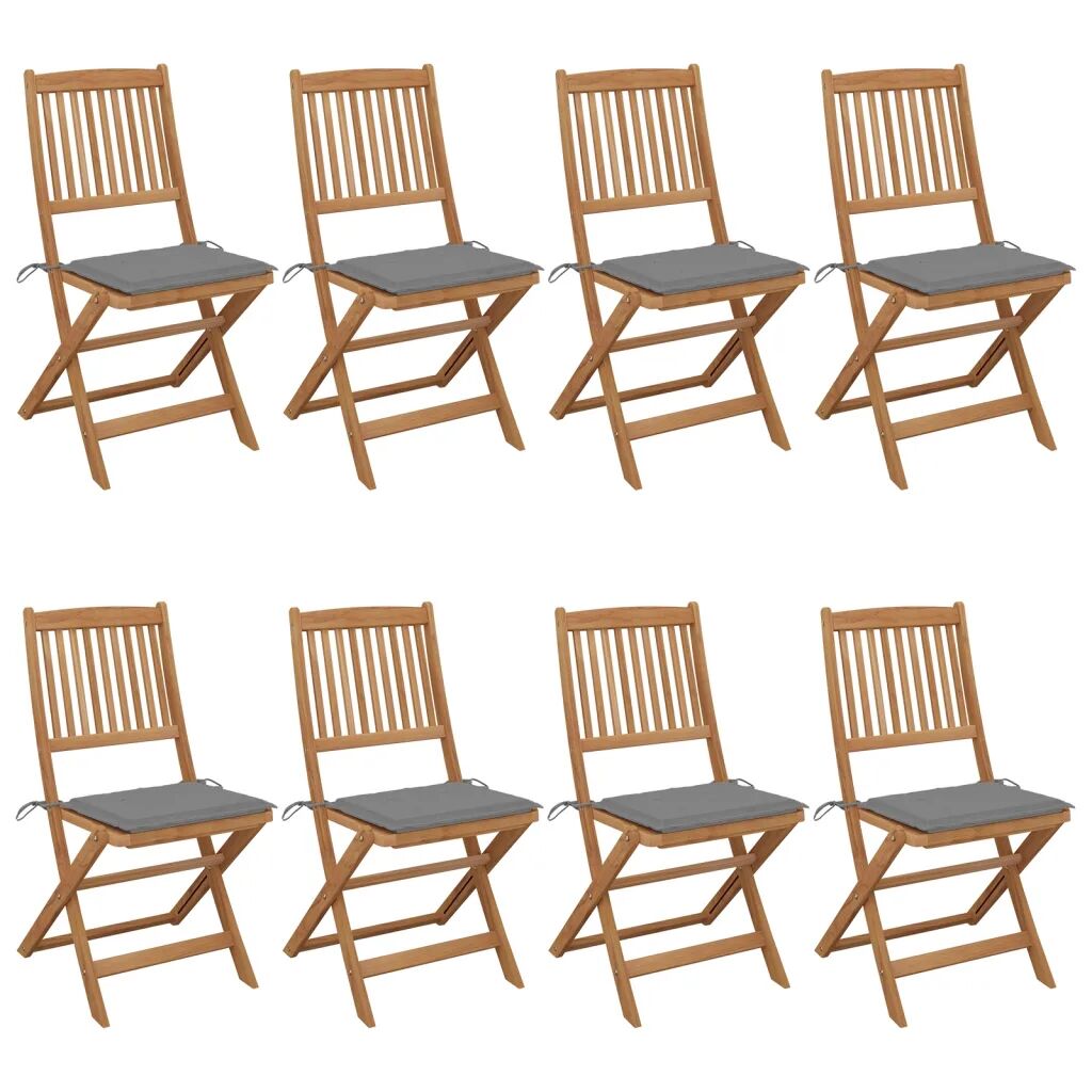 vidaXL Chaises pliables de jardin 8 pcs avec coussins Bois d'acacia