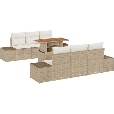 Vidaxl - 7P Garden Set - Beige coussins - Outdoor dining Vidaxl - 7P Garden Set - Beige coussins - Outdoor dining