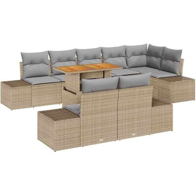Ensemble de Salle à Manger de Jardin Beige - 9 Pièces, Résistant aux Intempéries, Pour 8 Ensemble de Salle à Manger de Jardin Beige - 9 Pièces, Résistant aux Intempéries, Pour 8