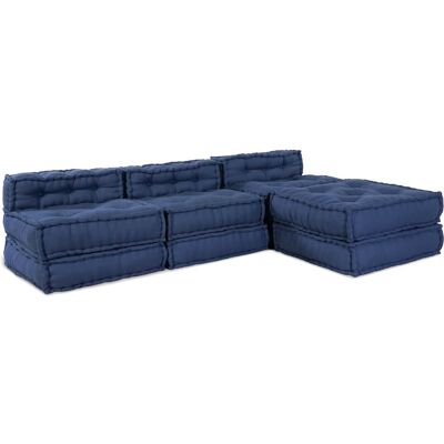 vidaXL - Pouffe 4pcs Indigo Coton Grand - Navy - Ensemble pouffes vidaXL - Pouffe 4pcs Indigo Coton Grand - Navy - Ensemble pouffes