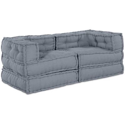 vidaXL - Pouffe Set - Gris - Polyester - Pouffes vidaXL - Pouffe Set - Gris - Polyester - Pouffes