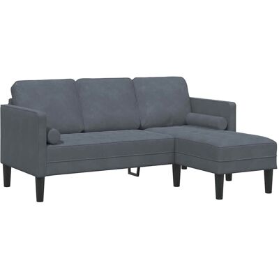 Vidaxl Grand canapé en tissu gris foncé et bois - Meubles de salon Vidaxl Grand canapé en tissu gris foncé et bois - Meubles de salon