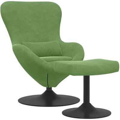 vidaXL Chaise Œuf avec Pouf Vert clair Velours vidaXL Chaise Œuf avec Pouf Vert clair Velours