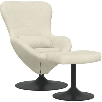 vidaXL Chaise Œuf avec Pouf Crème Velours vidaXL Chaise Œuf avec Pouf Crème Velours