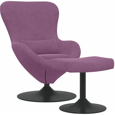 Fauteuil Violet en Velours avec Repose-pieds - Fauteuil Fauteuil Violet en Velours avec Repose-pieds - Fauteuil