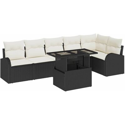Ensemble de Canapés de Jardin VidaXL 7 Pièces Raton Synthétique Noir Ensemble de Canapés de Jardin VidaXL 7 Pièces Raton Synthétique Noir
