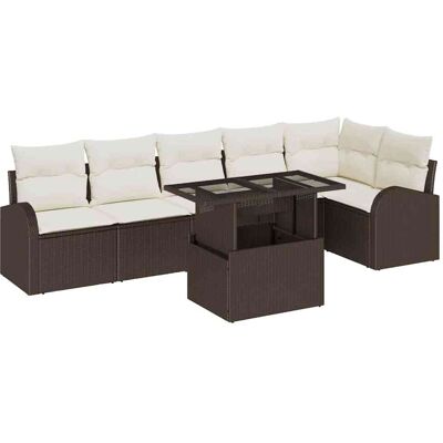 Ensemble de Canapés de Jardin Vidaxl 7 Pièces Rattan Poly Marron Ensemble de Canapés de Jardin Vidaxl 7 Pièces Rattan Poly Marron